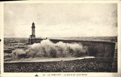 Vintage Postcard Headlight by heavy weather Treport