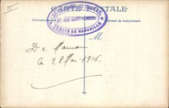 Postal Militaria los Dragones Sello los Heridos del trabajo Calle Santo Ferréol Marsella