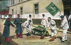 Postal Militaria Infantería el trabajo molesto de barrio