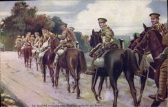 CPA Militaria Hussards Anglais allant au front 