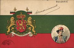 CPA Drapeau Femme Bulgarie Lion Bulgaria 