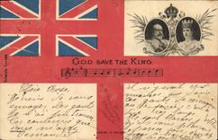 CPA Drapeau Femme God Save the King 