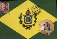 CPA Drapeau Femme Bresil Brazil