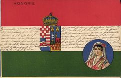 CPA Drapeau Femme Hongrie Hungary