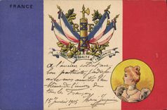 CPA Drapeau Femme France