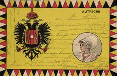 CPA Drapeau Femme Autriche Austria Aigle