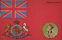 CPA Drapeau Femme Angleterre Lion Licorne