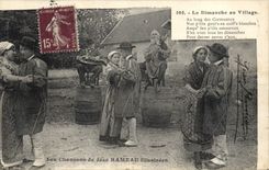 CPA Folklore Les chansons de Jean Rameau illustrees Le Dimanche au village