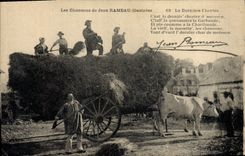 Postal Folclore las canciones de Jean Ramo ilustradas el último Chartee Bueyes