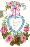 Vintage Postcard Fantasy Flowers Heart