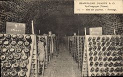 CPA Folklore Vin Vendange Champagne Duminy Ay Champagne Vins sur pupitres Remuage