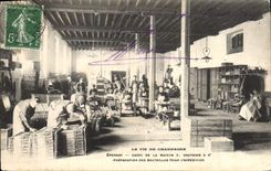 Vintage Postcard Folklore Wine Vintage Champagne Epernay Cellars of the house Gauthier Preparation of the bottles for forwarding
