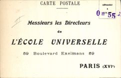 CPA Publicite Ecole Universelle Boulevard Exelmans Paris 16eme