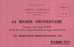 CPA Publicite Maison Universitaire Boulevard Saint Germain Paris 5eme Georges Ferte Lycee Louis le Grand