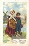 CPA Publicite Cacao et Chocolat Bensdorp Amsterdam Enfants Moulin a vent