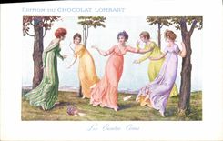 CPA Publicite Chocolat Lombart Les quatre coins Femmes