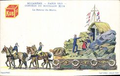 CPA Publicite Kub Mi careme Paris 1913 Cortege du bouillon Kub Le retour du marin 