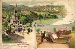 CPA Publicite Lourdes L'Alouette Amouroux Toulouse Moissonneuse