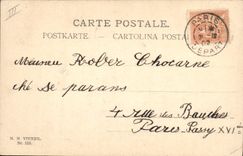 Postal Fantasia Ilustrador Niños Trébol Hierro tiene caballo seta Perro Cerdo Cerdo