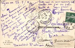 Postal Fantasia Ilustrador Mujer al séptimo Cielo Automóvil