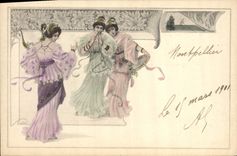 CPA Fantaisie Illustrateur Femmes