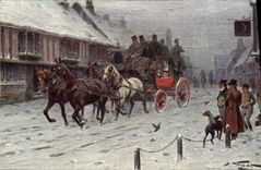 Postal Fantasia Ilustrador Caleche Caballos