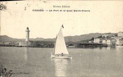 CPA Phare Cannes Le port et le quai Saint Pierre Bateau 