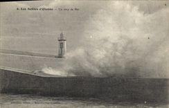 Vintage Postcard Headlight Sands of Olonne a heavy swell