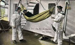 CPA Militaria La vie du Marin Un hamac 