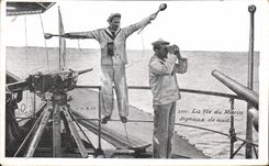 Vintage Postcard Militaria life of the Sailor Signals of night