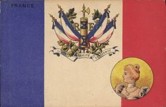 CPA Drapeau Femme France