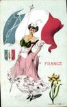 CPA Drapeau Femme France