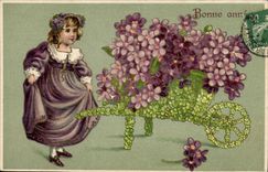 CPA Fantaisie Fleurs Enfant