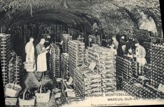 Vintage Postcard Folklore Vine Wine Grape harvest Champagne Montebello Mareuil on Ay Wines prepare for forwarding
