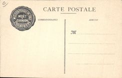 Vintage Postcard Folklore Vine Wine Grape harvest Champagne Moet & Chandon Arrangement of the bottled wines