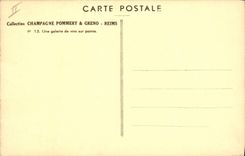 Postal Folclore Vid Vino Vendimias Champaña Pommery y Greno Reims una galería de vinos sobre punta