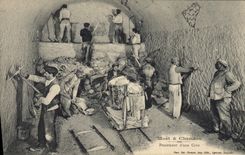 Vintage Postcard Folklore Vine Wine Grape harvest Champagne Moet & Chandon Boring of a cellar