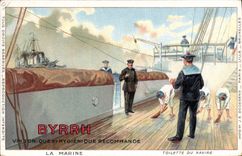 CPA Publicite Byrrh Vin tonique Marins Bateau La marine Toilette du navire 