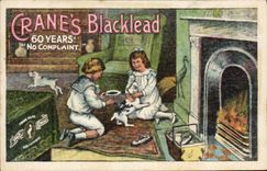 Vintage Postcard Publicity Crane' S Blacklead Children Dog