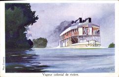 CPA Illustrateur Haffner Bateau Vapeur colonial de riviere 
