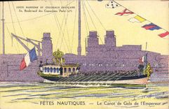 CPA Illustrateur Haffner Bateau Fetes nautiques Le canot de gala de l'Empereur 