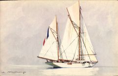 CPA Illustrateur Haffner Bateau Yacht encalmine 