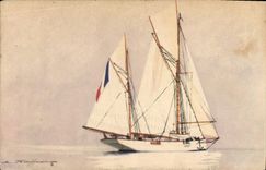 CPA Illustrateur Haffner Bateau Yacht encalmine 