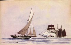 CPA Illustrateur Haffner Bateau Pilote et Trois mats goelette 