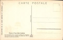 Vintage Postcard Illustrator Pilot Haffner Boat and Three chechmates schooner