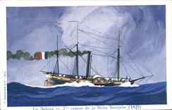 CPA Illustrateur Haffner Bateau Le Sphinx 1er vapeur de la flotte francaise 1829 