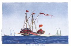 CPA Illustrateur Haffner Bateau Galere du 16eme 