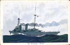 CPA Illustrateur Haffner Bateau de guerre Le croiseur Foch 