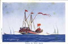 CPA Illustrateur Haffner Bateau Galere du 16eme 