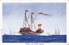 CPA Illustrateur Haffner Bateau Galere du 16eme 
